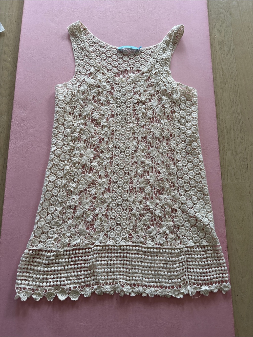 Solitaire swim Cream Crochet Lace Tank Dress